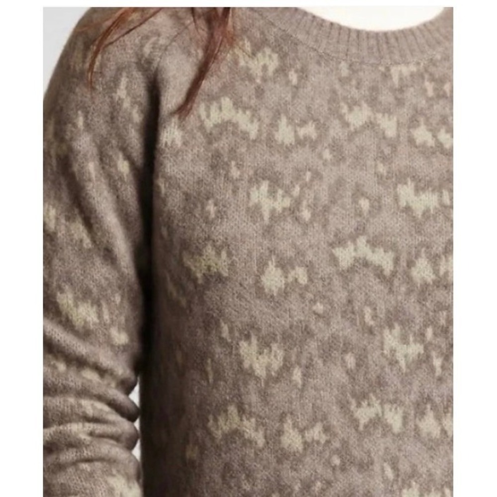 Athleta Merino Wool Blend Brown Patterned Crew Neck Sweater Womens XS - Picture 4 of 11